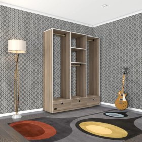 Resim Kenzlife giysi dolabı 3 bölmeli 3 çekmeceli hamit150 crd dolap kapaksız 