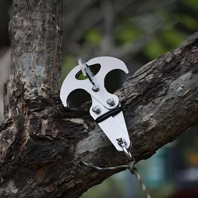 Resim Paslanmaz Çelik Katlanır 4 Pençe Kanca - Yürüyüş, Kamp & Sırt Çantası Sabitleme için Dayanıklı Çok Amaçlı 