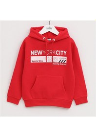 Resim Wanex Erkek Çocuk Uzun Kol Kalın Kapüşonlu Sweatshirt - 16113 Siyah 