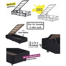 Resim Nironyatak Niron Ela Baza Ve Başlık Seti -120X200 Cm Tek Kişilik Siyah Kumaş 