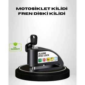 Resim Fiberliz Titreşim Sensörlü Alarmlı Motosiklet Disk Kilidi 14MM Çelik Çift Kilitleme 
