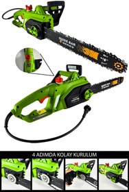 Resim BULL HEAD Profesyonel 4200 W Elektrikli Hızar Ağaç Odun Kesme Budama Bıçkı Testeresi Zincirli 40 Cm Pala Green 