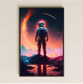 Resim Yansımalı Gezegen Manzaralı Astronot Pleksi Tablo - Sinematik Uzay Dekoru 