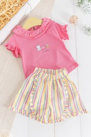 Resim Babymod Ayıcık Figürlü Fırfırlı 2'li Yazlık Kız Bebek Takım 