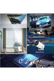 Resim teknotrust FULL HD Projeksiyon Cihazı Android Profesyonel Ultra Hd Taşınabilir Bluetooth Wifi Ev Sineması Akıl 