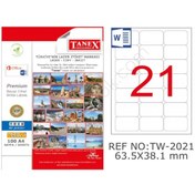 Resim Tanex Tw-2021P 65.5X38.1 MM Polyester Etiket 25 Li Tanex