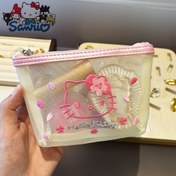 Resim For Hello Kitty Tasarımı ile Sevimli Bir Karikatür İçeren Taşınabilir Depolama Çantası, Seyahat Ederken Madeni Para ve Kozmetikleri Taşıma İçin Gerekli Olarak Şeffaf Fileli Bir Çanta İçerir. 