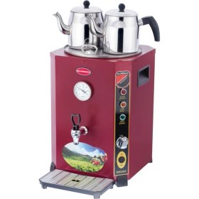Resim Allians 24 Saat Sıcak Su Için Jumbo Çift Demlikli Silver Inox Semaver 23L 