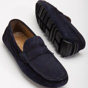 Resim Hakiki Deri Nubuk Rok Kolej Model Lacivert Erkek Günlük Loafer Ayakkabı-3039-Lacivert 