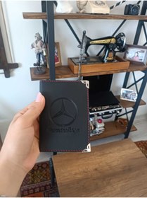 Resim EFE DERİ Mercedes Premium Deri Ruhsat Kılıfı Oto Araç Ruhsat Koruyucu Ruhsatlık 