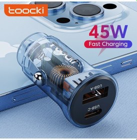 Resim Toocki Usb Araba Şarjı Hızlı Şarj Hızlı Şarj 4.0 Qc4.0 Qc3.0 Scp 45w Pd Tip C Araba Usb Şarj Cihazı İphone Uyumlu Xiaomi Samsung İçin 