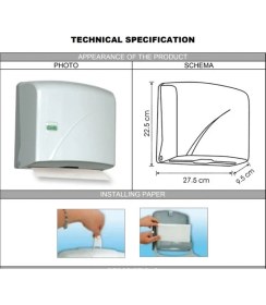 Resim Vialli K1T Z Katlı Kağıt Havlu Dispenseri Şeffaf-Kapasite 200 Kağıt 
