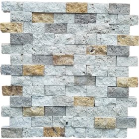 Resim ANTALYA TAŞ MARKET Mix 3 Renk 2,3X4,8 Fileli Traverten Patlatma Taş Duvar Kaplaması Gerçek Doğal Taş 