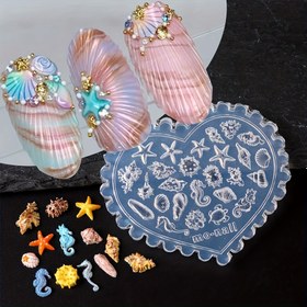 Resim FULL BEAUTY Yaz Deniz Kabuğu Plaj Stili Denizyıldızı ve Kefal Tırnak Sanatı Şablonu - Sevimli Altın Balık Tasarımı, DIY Tırnak Takı için Silikon Oyma Kalıbı, Pembe Kabuk Altın Balık ve Denizyıldızı ile, Plaj Temalı Tırnak Sanatı|Oyuncağı Tırnak Sanatı|Dayanıklı Tırnak Sanatı 