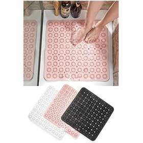 Resim Mainshop 2 Adet Kaydırmaz Duşakabin Banyo Ve Duş Paspası Kare Masajlı Vantuzla Yapışır 54 X 54 Cm M-150 Pembe 