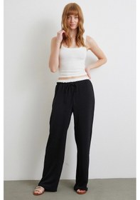 Resim Never More Bel Bantlı Wide Leg Pantolon Siyah Siyah 