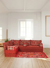 Resim Şark Köşesi Takımı 40 Cm Minder Kalınlığında Kırmızı Anadolu Modeli 13 Parça Kırmızı 