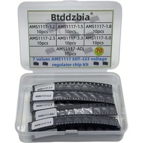 Resim Topshop1 70 Parça Ams1117 Voltaj Regülatör Kiti 1.2v 1.5v 1.8v 2.5v 3.3v 5.0v Adj Sot-223 Güç Yönetimi 