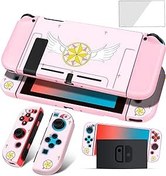 Resim oqpa for Nintendo Switch Case Cute Kawaii Cartoon Design Cover, Fun Funny Fashion Switch Game Shell for Girls Kids Women Screen Protector Glass + TPU Soft Cases for Nintendo Switch (1) 