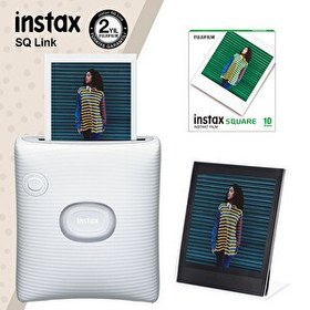 Resim Fujifilm Instax SQ Link Beyaz Yazıcı - 10'lu Square Film ve Pleksi Çerçeve 
