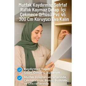 Resim Renklime Kaydırmaz Şeffaf Raflık Örtüsü 45X300 cm Dolap Içi, Çekmece ve Buzdolabı Koruyucu Eva Pvc Kaplama 