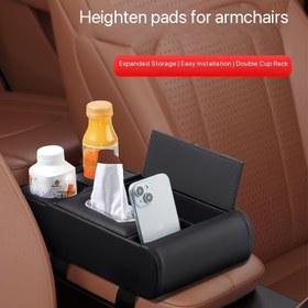 Resim Yeni Çok Fonksiyonlu Araba Kolçak Kutusu, Depolama, Bardak Tutucu, Mendil Kutusu, Telefon Rafı ve Daha Fazlası ile Kolay Araç Düzenleme, Araba Depolama Çözümü, Şık Tasarım, Dayanıklı Yapı, Kolçak Kapağı, Yolculuk Gereçleri 