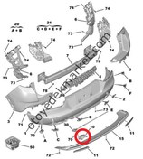 Resim Opel Grandland X (2017-2021) Arka Tampon Karlık Spoyler Bağlantı Mesnedi (Orijinal) 