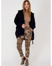 Resim Eren Style Italyan Beli Bağlamalı Kamuflaj Desenli Dar Paça Pantolon-9078 Camel 