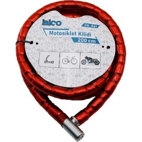Resim Hereveoyuncak Kırmızı Motor Bisiklet Kilidi 22 mm x 200 cm + Motosiklet Kaskı Yağmur Kaydırıcı - 2li Set E1X3K0 