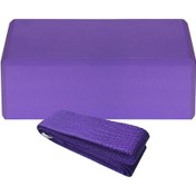 Resim Neevoyu Mor Renkli Eva Yoga Blok + Pamuklu Germe Kayışı Seti - Denge, Dengeli Konum Ve Esneklik İçin Pilates Ve Yoga Egzersizleri 