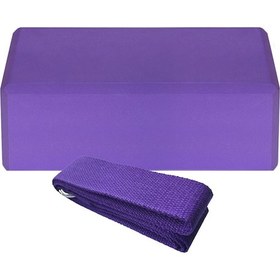 Resim Neevoyu Mor Renkli Eva Yoga Blok + Pamuklu Germe Kayışı Seti - Denge, Dengeli Konum Ve Esneklik İçin Pilates Ve Yoga Egzersizleri 