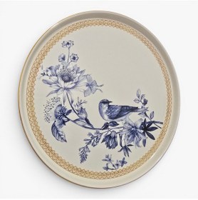 Resim Sudedi Home Gerçek Altın Yaldızlı Mavi Kuş Seramik Servis Tabağı 23 Cm Tek Kişilik Çok Renkli 