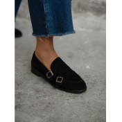 Resim Vely Siyah Süet Hakiki Deri Kadın Makosen 