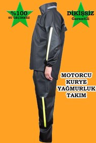 Resim Bursahatırası Kurye Motorcu Yağmurluk %100 Su Geçirmez Dikişsiz Reflektörlü Alt Üst Takım 