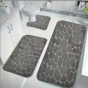 Resim 3 adet Hafıza Köpük Banyo Paspasları Seti, Kaymaz Banyo Halısı, Tuvalet U-Şekilli Matı, Yumuşak Rahat Duş Odası Halısı, Taş Kabartmalı Düz Renkli Banyo Matı, Banyo Dekoru, Mutfak Alan Halıları, Banyo Aksesuarları 