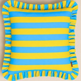 Resim Sicily Stripe Fırfır Kenarlı Kırlent Kılıfı - 30x50 cm / İç Yastık Dahil 