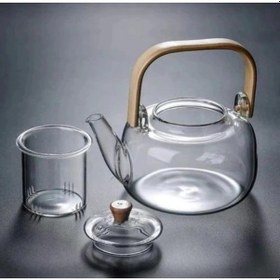 Resim Ahşap Saplı Cam Filtreli Demlik Renkli 