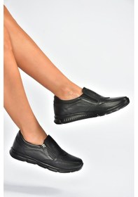 Resim Fox Shoes U555164003 Siyah Hakiki Deri Comfort Ortopedik Taban Kadın Ayakkabı Siyah-hakiki Deri 