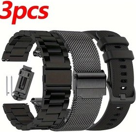 Resim Oldfriend 3 Adet 20mm Akıllı Saat Kayışı Milanese Metal Bileklik Huawei Garmin Xiaomi Fossil Uyumlu 