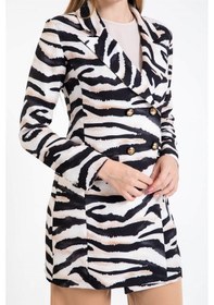 Resim Esswaap Animal Printed Ceket Ve Duble Paça Pantolonlu Takım Bej-bej Bej 