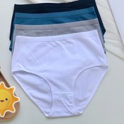 Resim 4 adet Kadın Yüksek Bel İç Çamaşırı - Nefes Alabilen, Görünmez, Rahat Uygun Ribbed Bel Bantı ile, Düz Renkler (Beyaz, Bej, Hafif Gri, Koyu Gri), Yüksek Bel İç Çamaşırı, Yüksek Bel Külot, Minimalist Tarz, Pürüzsüz Dokuma 