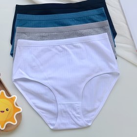 Resim 4 adet Kadın Yüksek Bel İç Çamaşırı - Nefes Alabilen, Görünmez, Rahat Uygun Ribbed Bel Bantı ile, Düz Renkler (Beyaz, Bej, Hafif Gri, Koyu Gri), Yüksek Bel İç Çamaşırı, Yüksek Bel Külot, Minimalist Tarz, Pürüzsüz Dokuma 