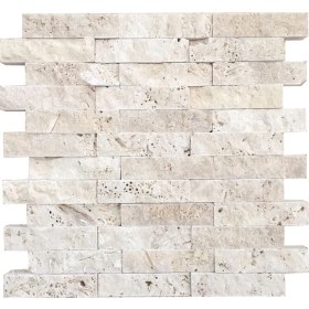 Resim Markataş 2,5X10Cm Klasik Doğal Taş Traverten Patlatma Taş Mozaik Duvar Kaplaması 