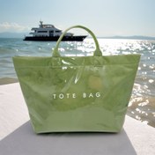 Resim Büyük Tote Çantası, Yeşil "TOTE BAG" Baskılı - Dayanıklı PVC, Yaz Seyahatleri, Plaj ve Rahat Kullanım için Geniş, Seyahat Gereksinimleri Çantası | Şık Tote Çantası | Dayanıklı Tutma Çantası, Plaj Tote Çantası 