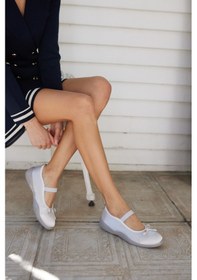 Resim Cacares Kadin Gumus Saten Lastıklı Babet Sneaker Gumus Gri Saten 