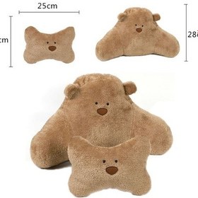Resim Araba Karikatür Ayı Peluş Koltuk Döşeme Yastık, Renk: Kafalık Kahverengi 