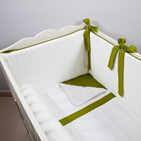 Resim Ekru - Olive Bebek Uyku Seti - Sosis Bumper / 60x120 