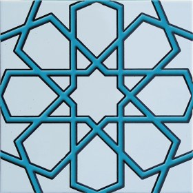 Resim Armada Çini 20x20 Cm SP 89-v Turkuaz Beyaz Türkmen Yıldızı Çini Karo 