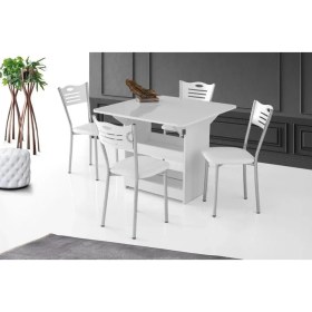 Resim Erezoğulları Mobilya Izmir Katlanır Mutfak Masası ve 4 Sandalye 80X90CM Beyaz 