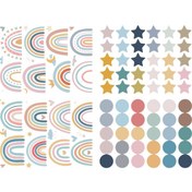 Resim Yaozixa Renkli Çocuk Odası Duvar Stickerları - Çıkarılabilir Vinil Dekor 76 Desen Çok Renkli 